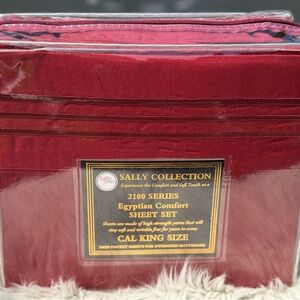 Cal king bed sheets set, deep pocket,4PCS , maroon color